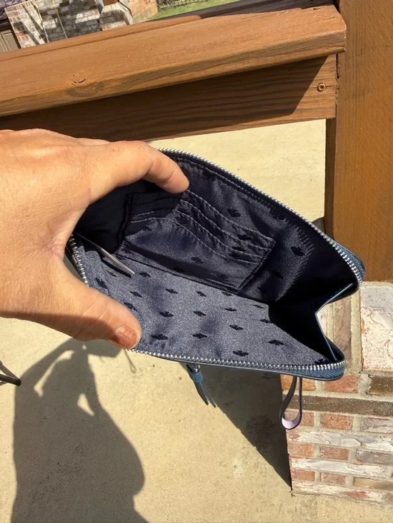 NWOT Kate Spade navy blue leather wristlet with cream trim Colorblock - Picture 8 of 10